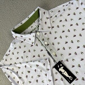 Grunk Dolfer Golf Polo Shirt Mens XXL 2XL Grapes Wine Glasses AOP All Over Print
